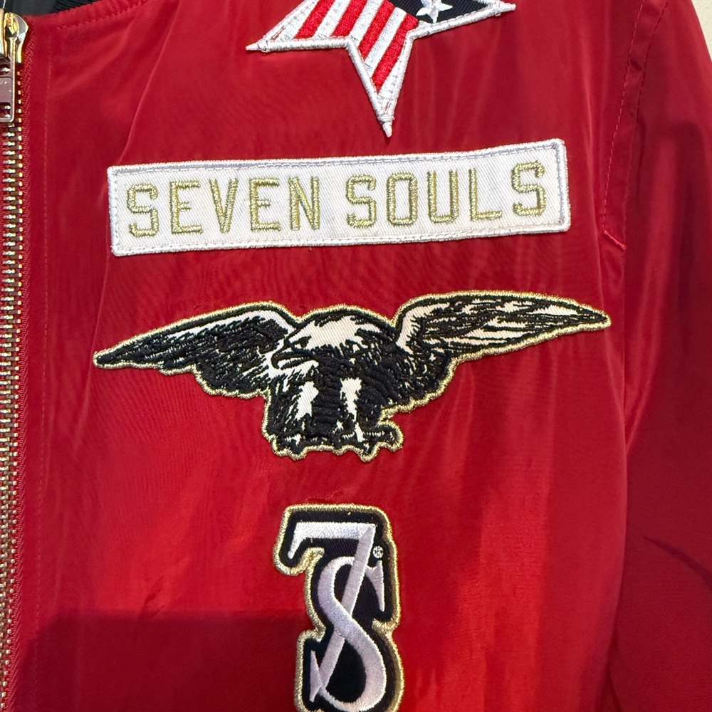 Seven souls 🇺🇸SALE Red Bomber Jacket - Picture 3 of 8